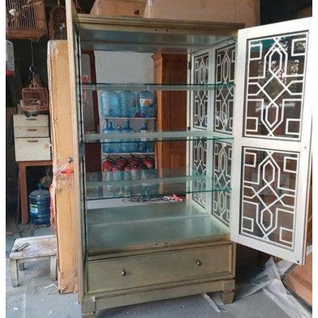 Vintage 1650-76BT : Kệ Trang Trí Cánh Kính + Đèn Led